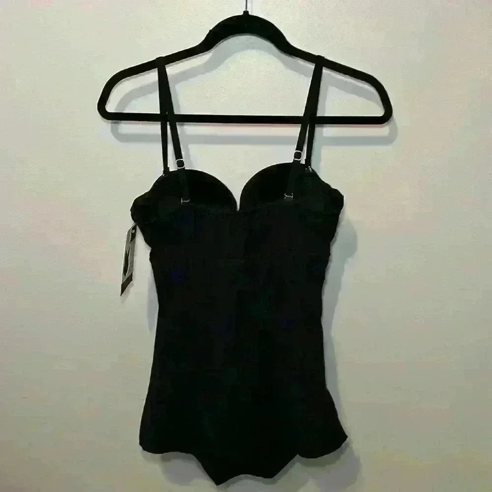 Christina Swimwear NWT Black with Skirt Tummy Tamer Hip Minimizer 1 pc Women 10